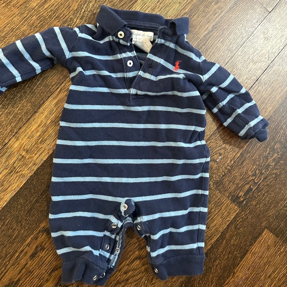 Navy Ralph Lauren Polo Onsie 3 Months